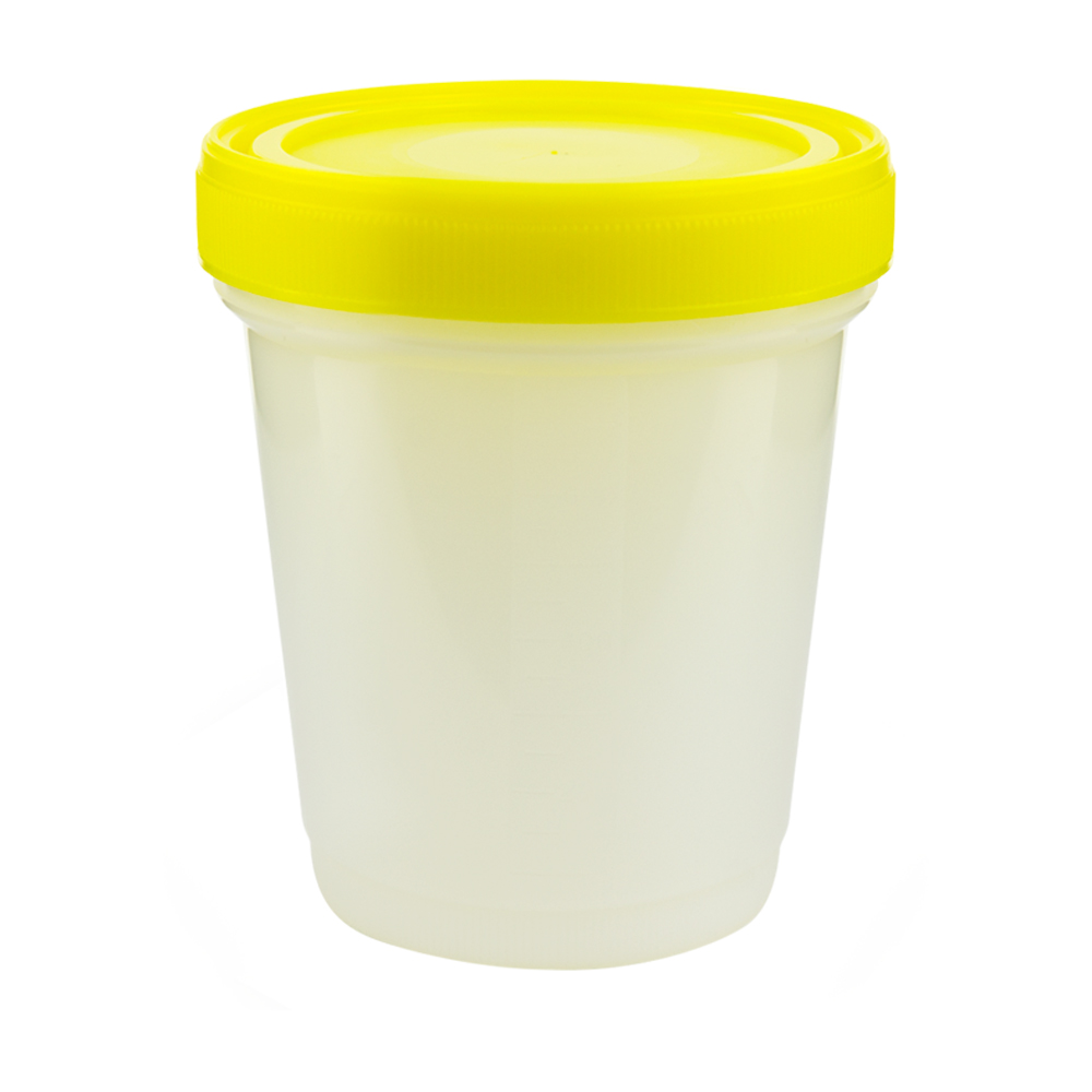 32 Oz 1000ml Large Specimen Container With Yellow Screw Cap U S Plastic Corp