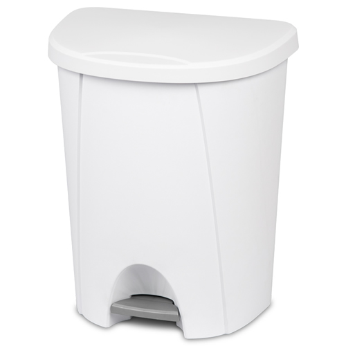 Sterilite® 6.6 Gallon White Step-On Wastebasket - 15-1/4