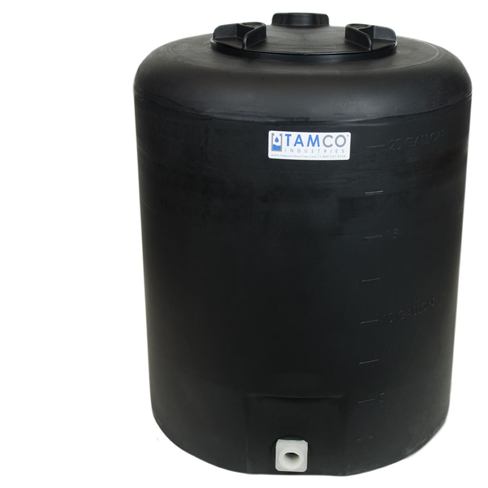 20 Gallon Tamco® Vertical Black Pe Tank With 8