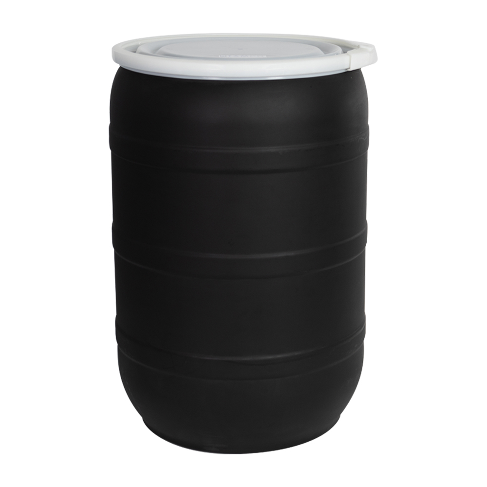 55 Gallon Black Tamco® Open Head Drum With Plain Lid Us Plastic Corp 1536