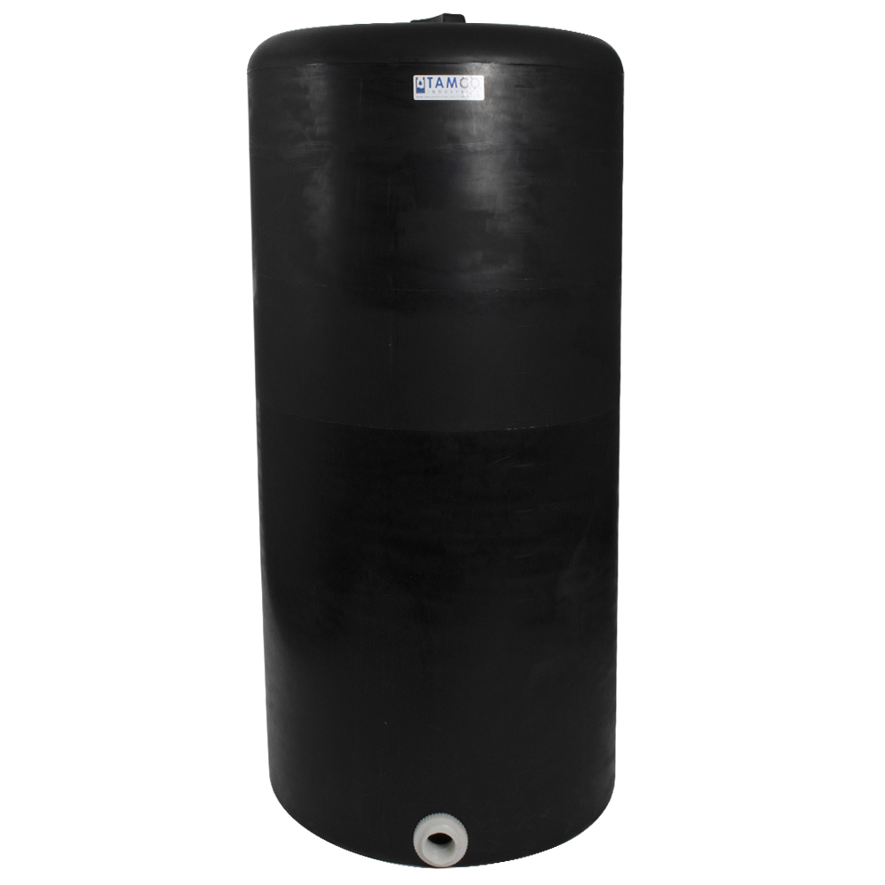 175 Gallon Tamco® Vertical Black Pe Tank With 8 Plain Lid And 2 Fitting 30 Dia X 63 Hgt 5954