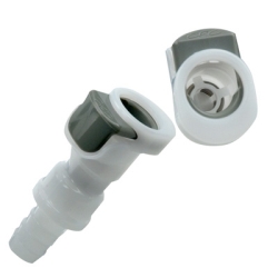 1/4" In-line Hose Barb APC Series Acetal Coupling Body w/Shroud - Shutoff (Insert Sold Separately)