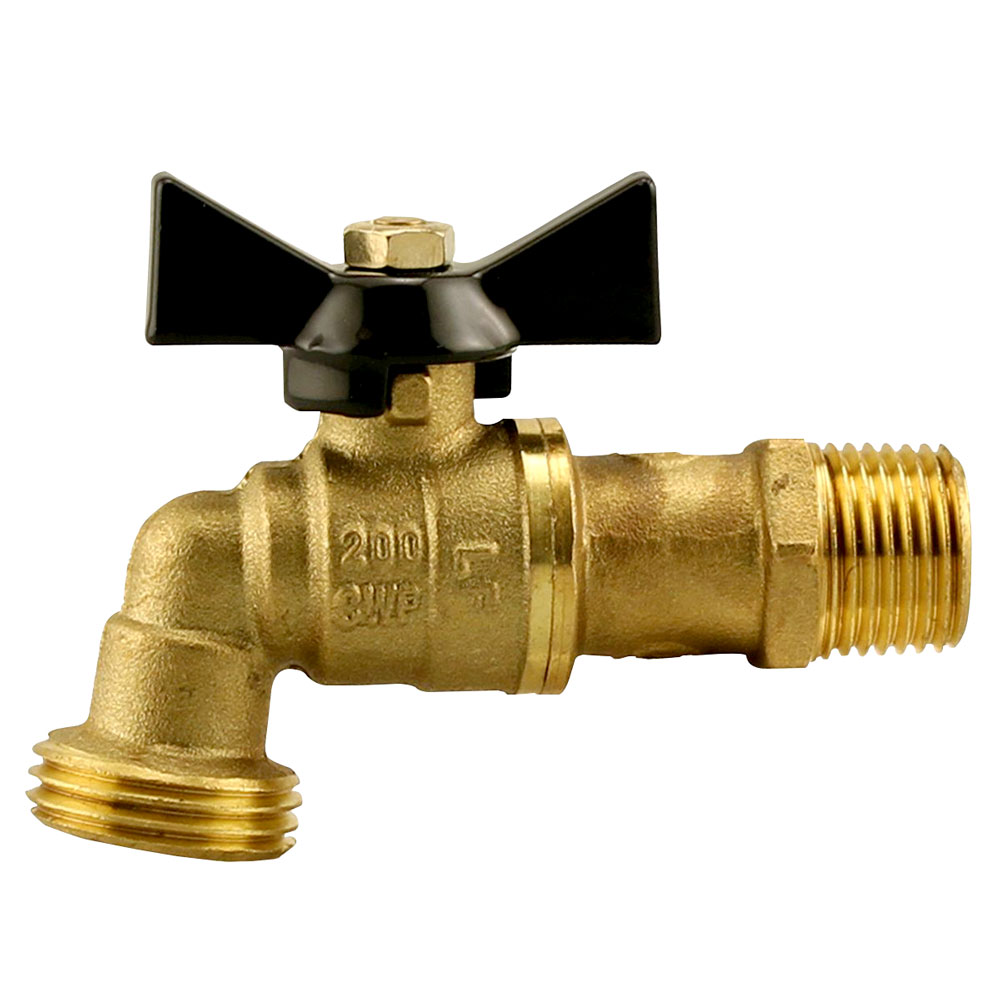 1/2" MNPT X 3/4" GHT No Lead 1/4 Turn Brass Hose Bibb | U.S. Plastic Corp.